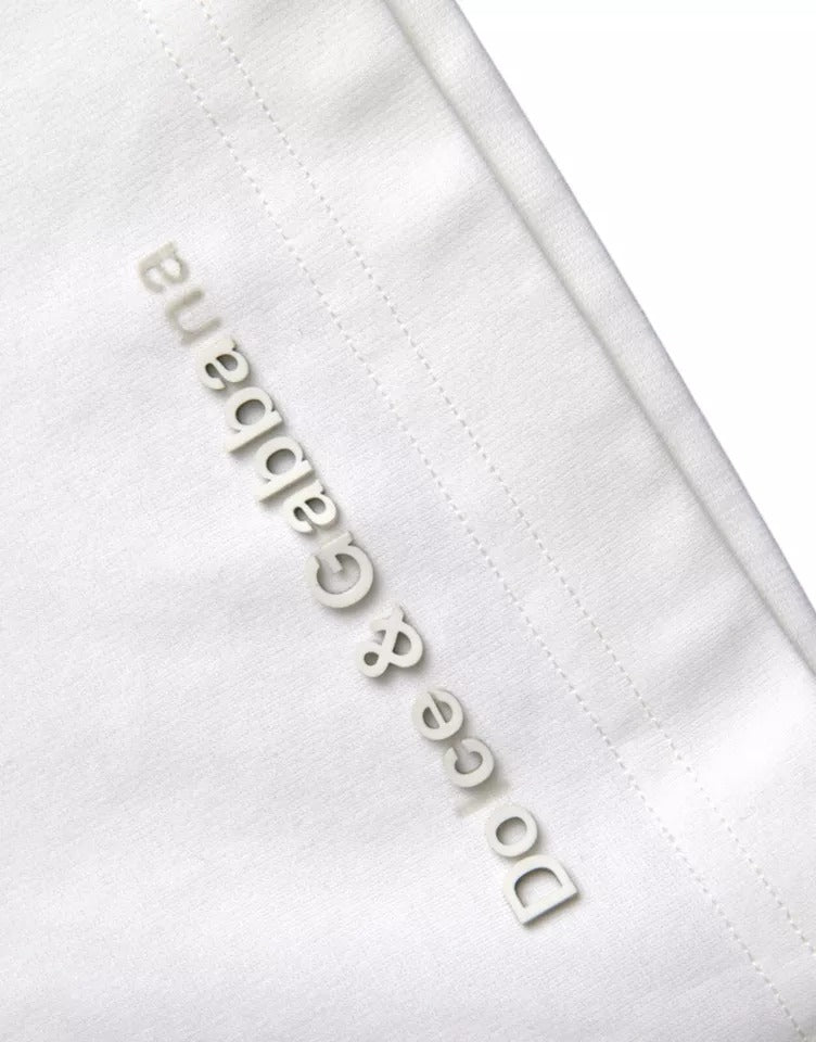Dolce & Gabbana White Logo Emsed Cotton Crewneck T-shirt