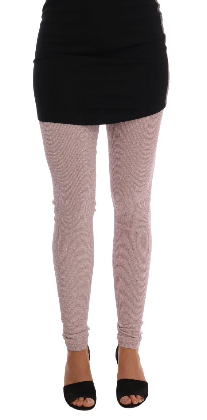 New Dolce & Gabbana Pink Stretch Waist Tights Stockings