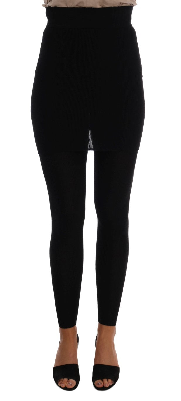 New Dolce & Gabbana Black Cashmere Silk Stretch Tights Stockings