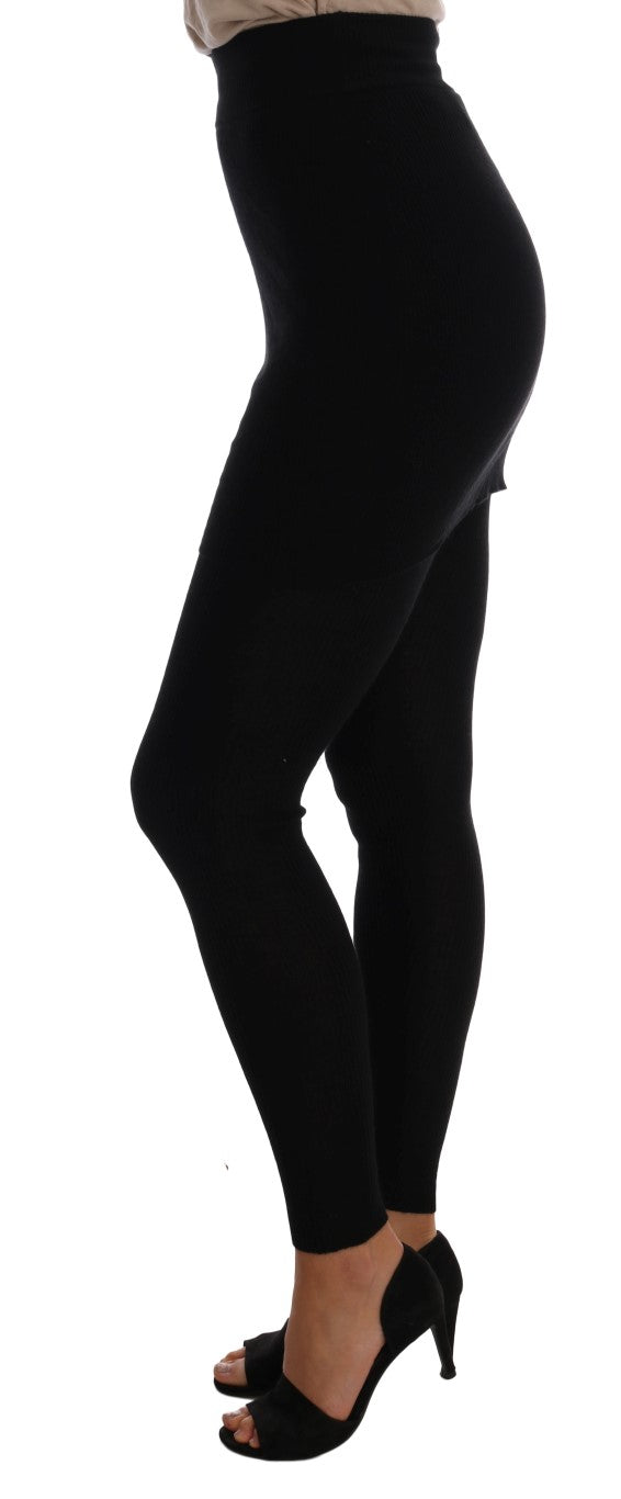 New Dolce & Gabbana Black Cashmere Silk Stretch Tights Stockings