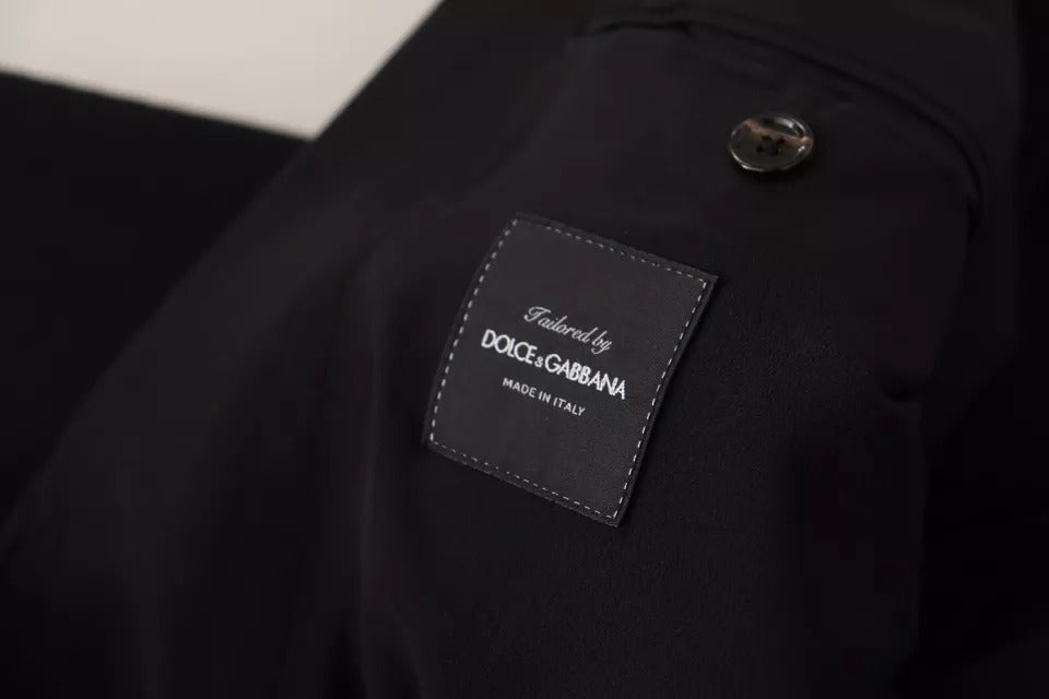 New Dolce & Gabbana Black Wool Slim Fit Coat Jacket Blazer