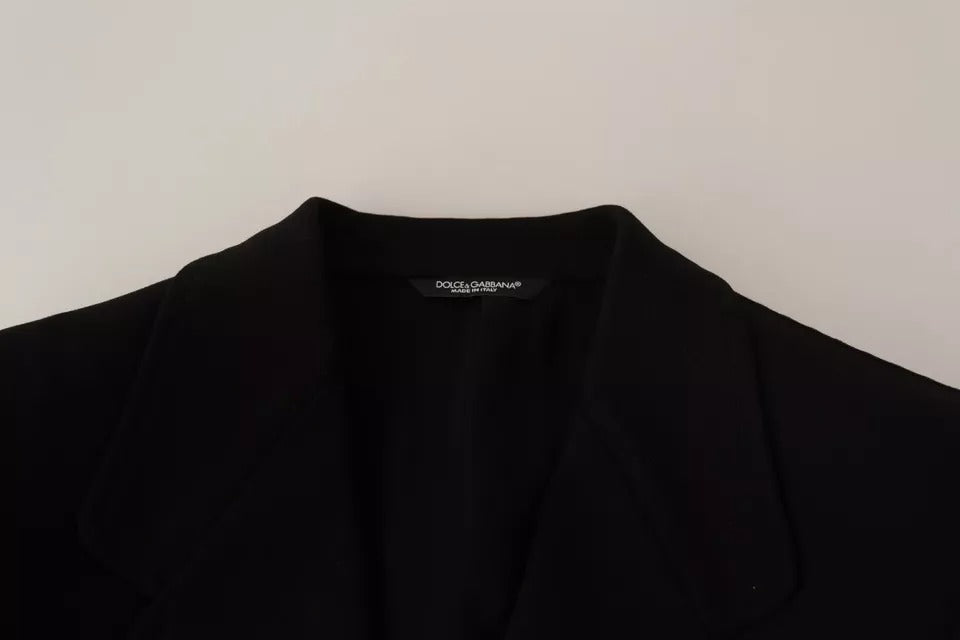 New Dolce & Gabbana Black Wool Slim Fit Coat Jacket Blazer