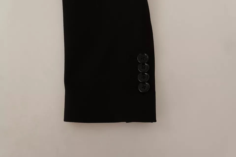 New Dolce & Gabbana Black Wool Slim Fit Coat Jacket Blazer