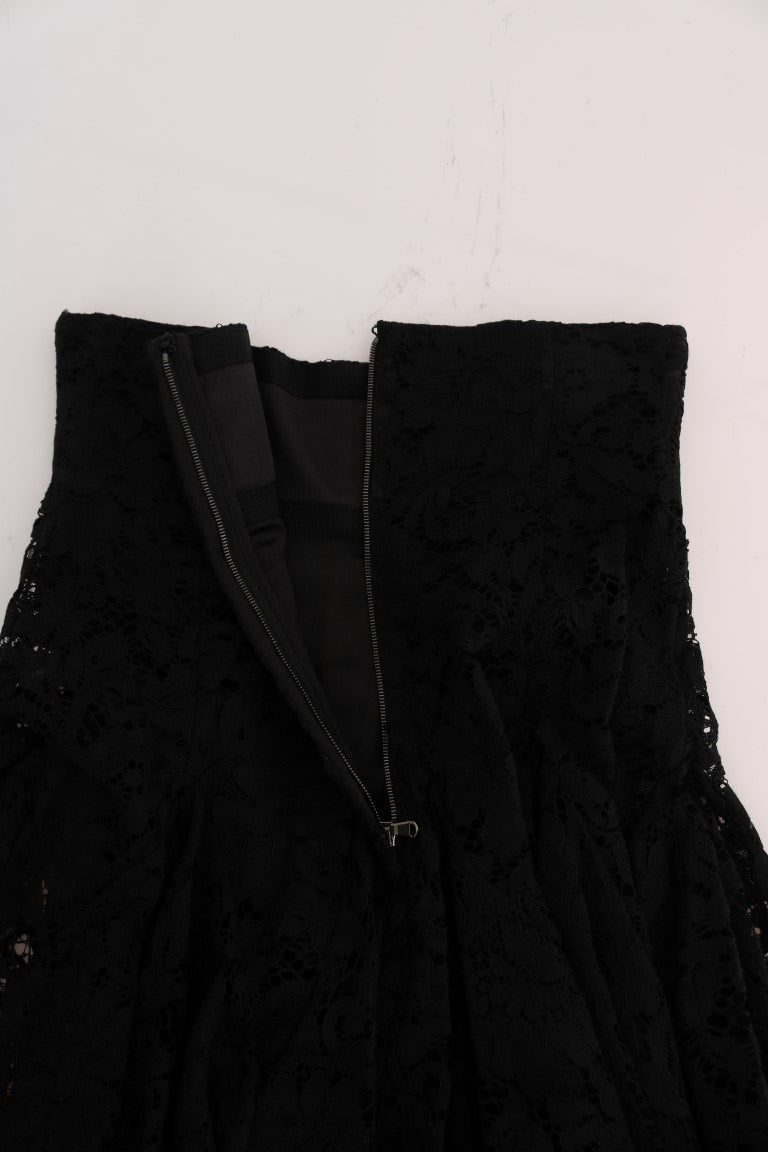 Dolce & Gabbana Black Floral Cutout Lace A-Line Skirt - PreLoved & Luxe