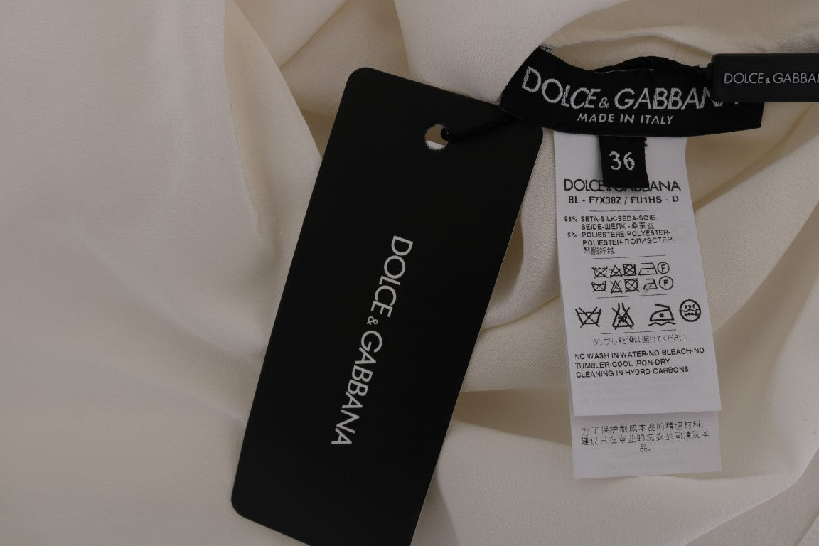 Dolce & Gabbana White Silk ITALIA IS LOVE Blouse T-shirt - PreLoved & Luxe