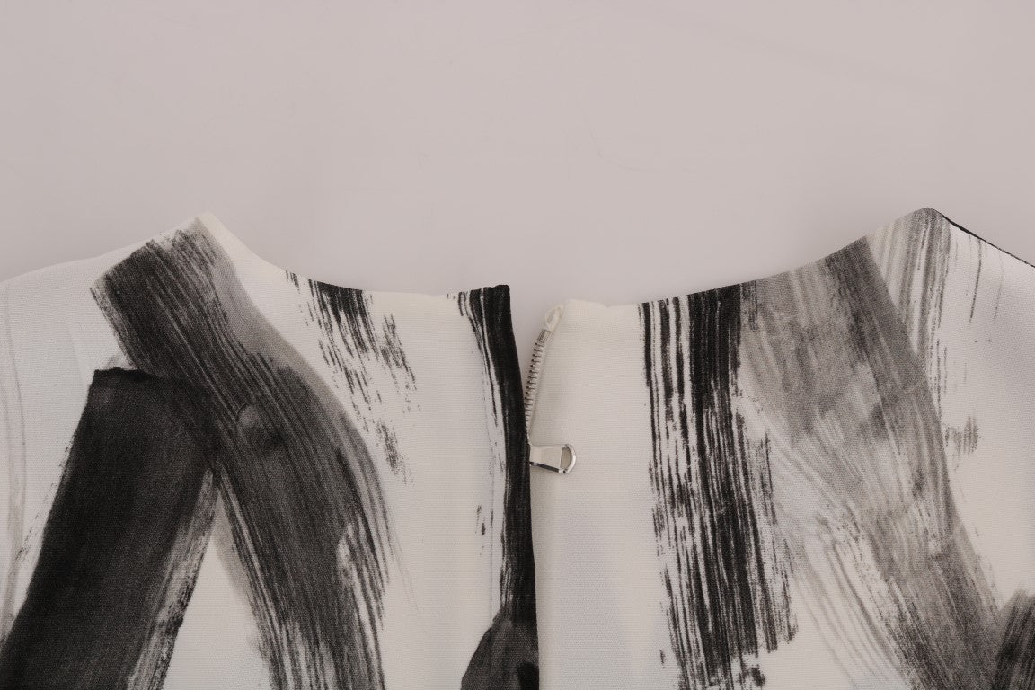Dolce & Gabbana White Black Striped Printed Blouse Top - PreLoved & Luxe