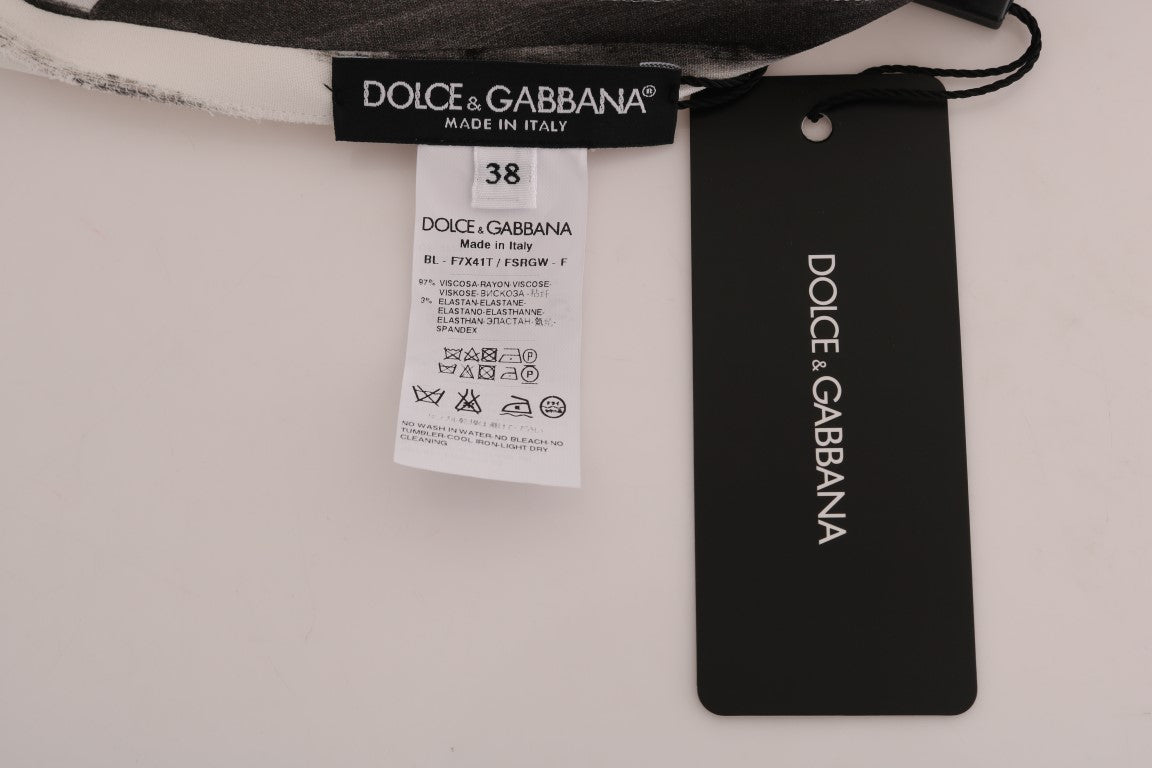 Dolce & Gabbana White Black Striped Printed Blouse Top - PreLoved & Luxe
