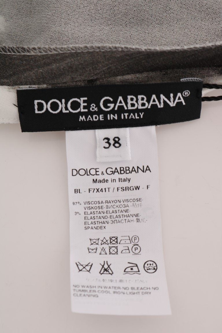 Dolce & Gabbana White Black Striped Printed Blouse Top - PreLoved & Luxe