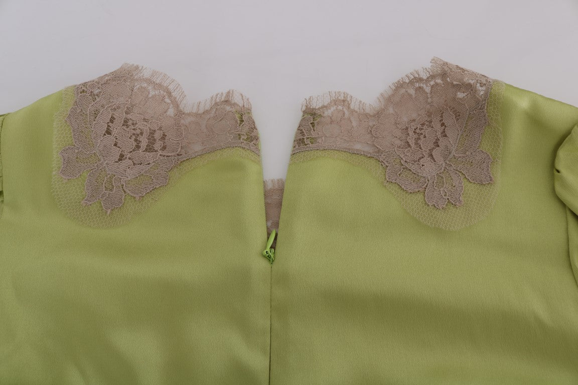 Dolce & Gabbana Green Silk Stretch Blouse Top - PreLoved & Luxe