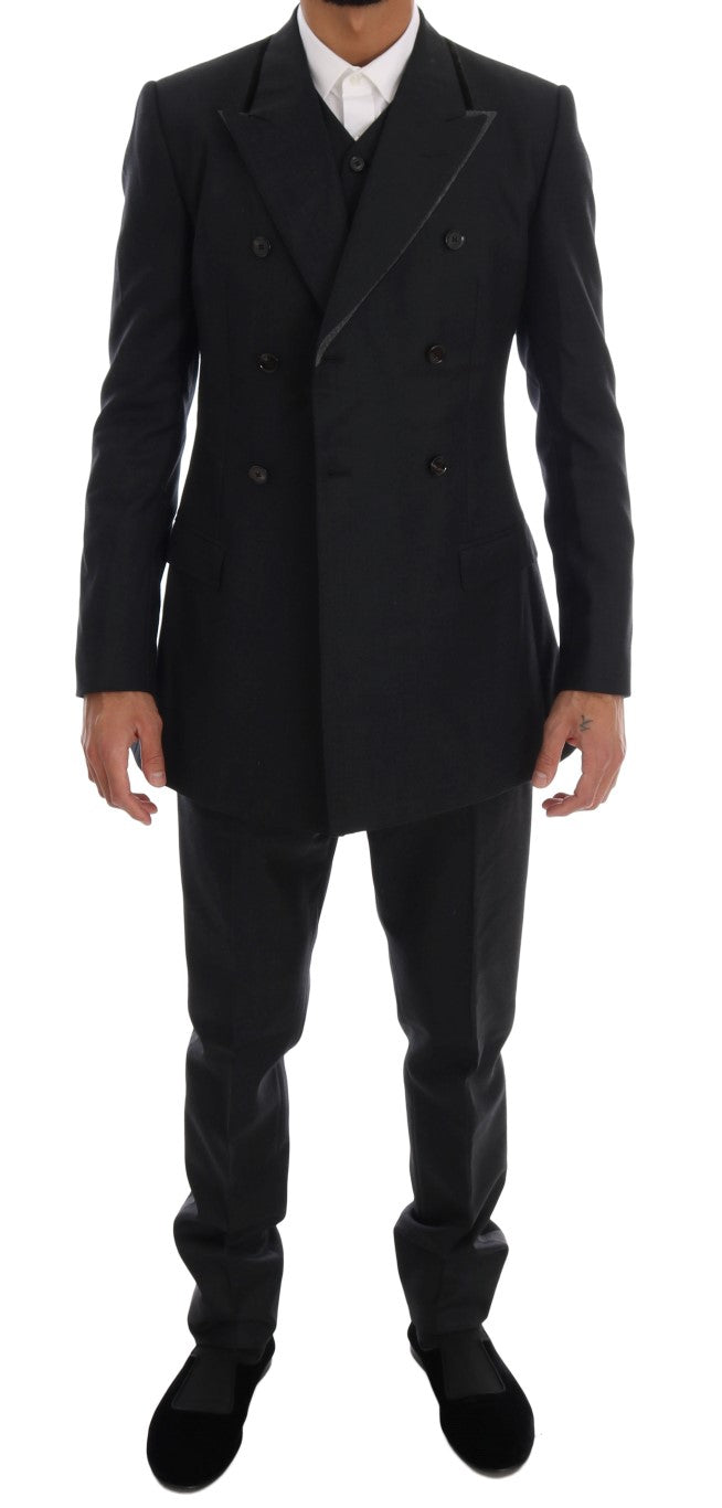 Dolce & Gabbana Gray Wool Double Breasted 3 Piece Suit - PreLoved & Luxe