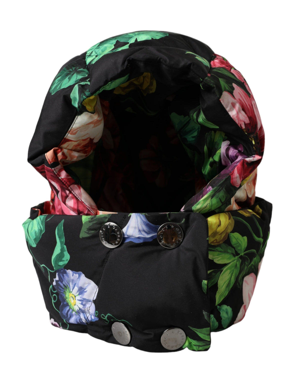 New Dolce & Gabbana Black Floral Print Whole Head Wrap Hat