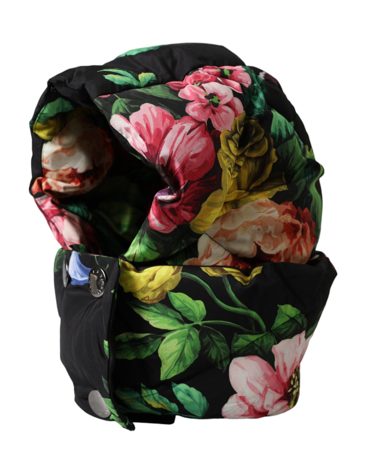 New Dolce & Gabbana Black Floral Print Whole Head Wrap Hat
