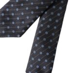 New Dolce & Gabbana Dark Blue Polka Dot Silk Adjustable Men Tie