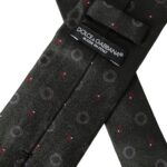New Dolce & Gabbana Dark Gray 100% Silk Fantasy Adjustable Men Tie