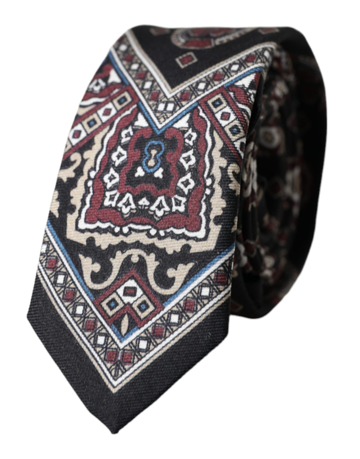 New Dolce & Gabbana Black Printed 100% Silk Adjustable Men Tie