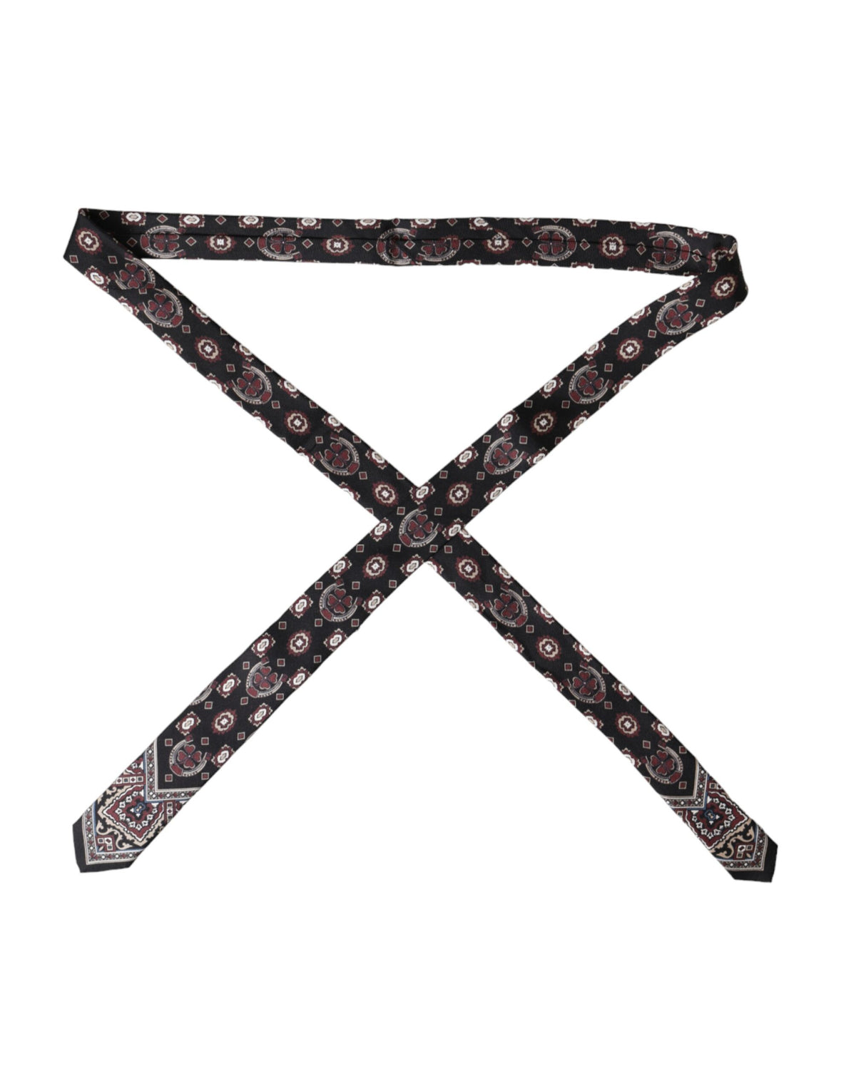 New Dolce & Gabbana Black Printed 100% Silk Adjustable Men Tie