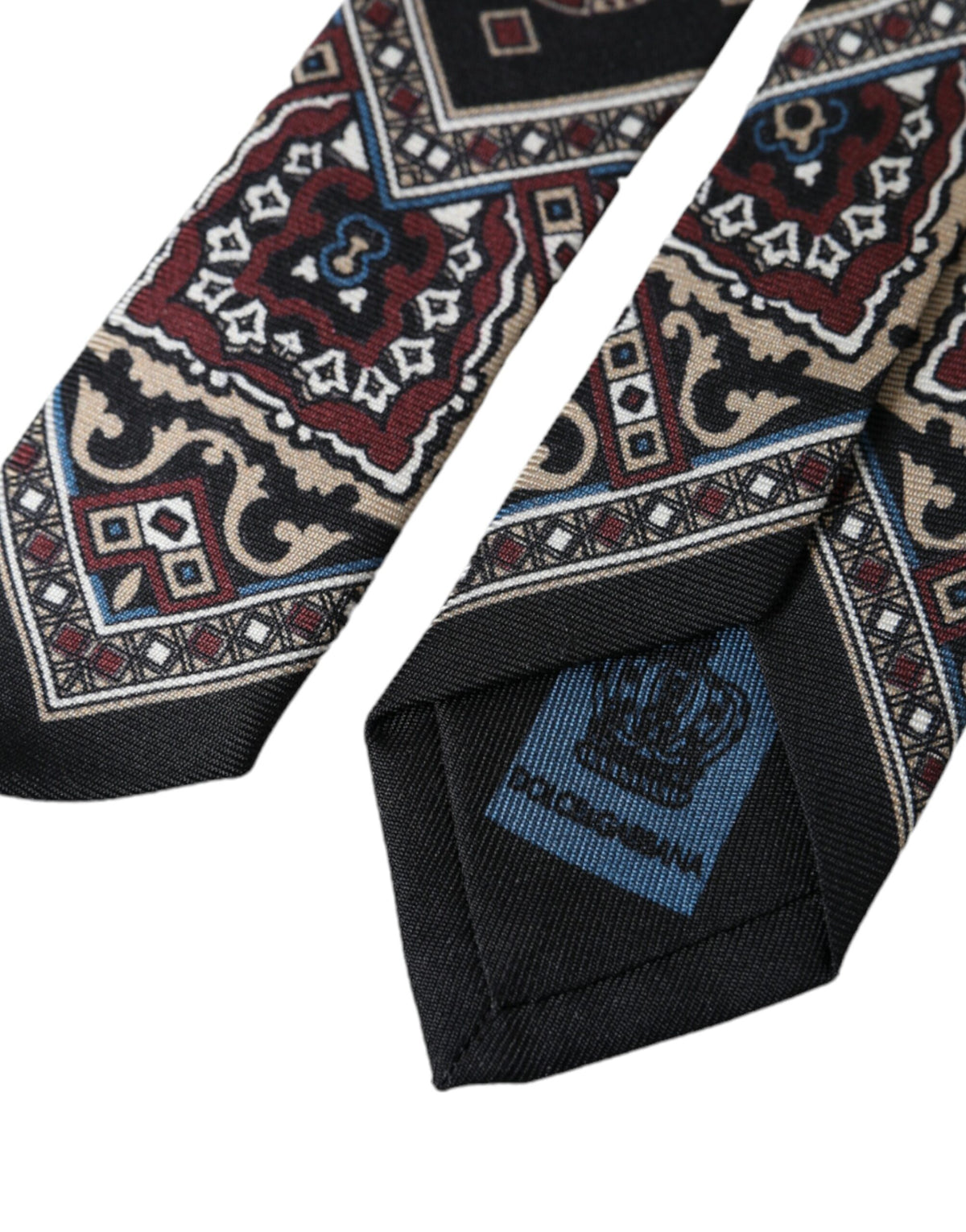 New Dolce & Gabbana Black Printed 100% Silk Adjustable Men Tie