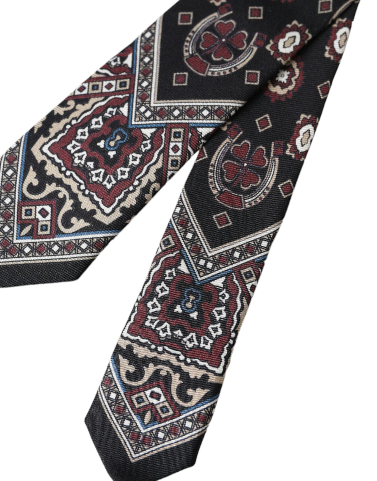 New Dolce & Gabbana Black Printed 100% Silk Adjustable Men Tie