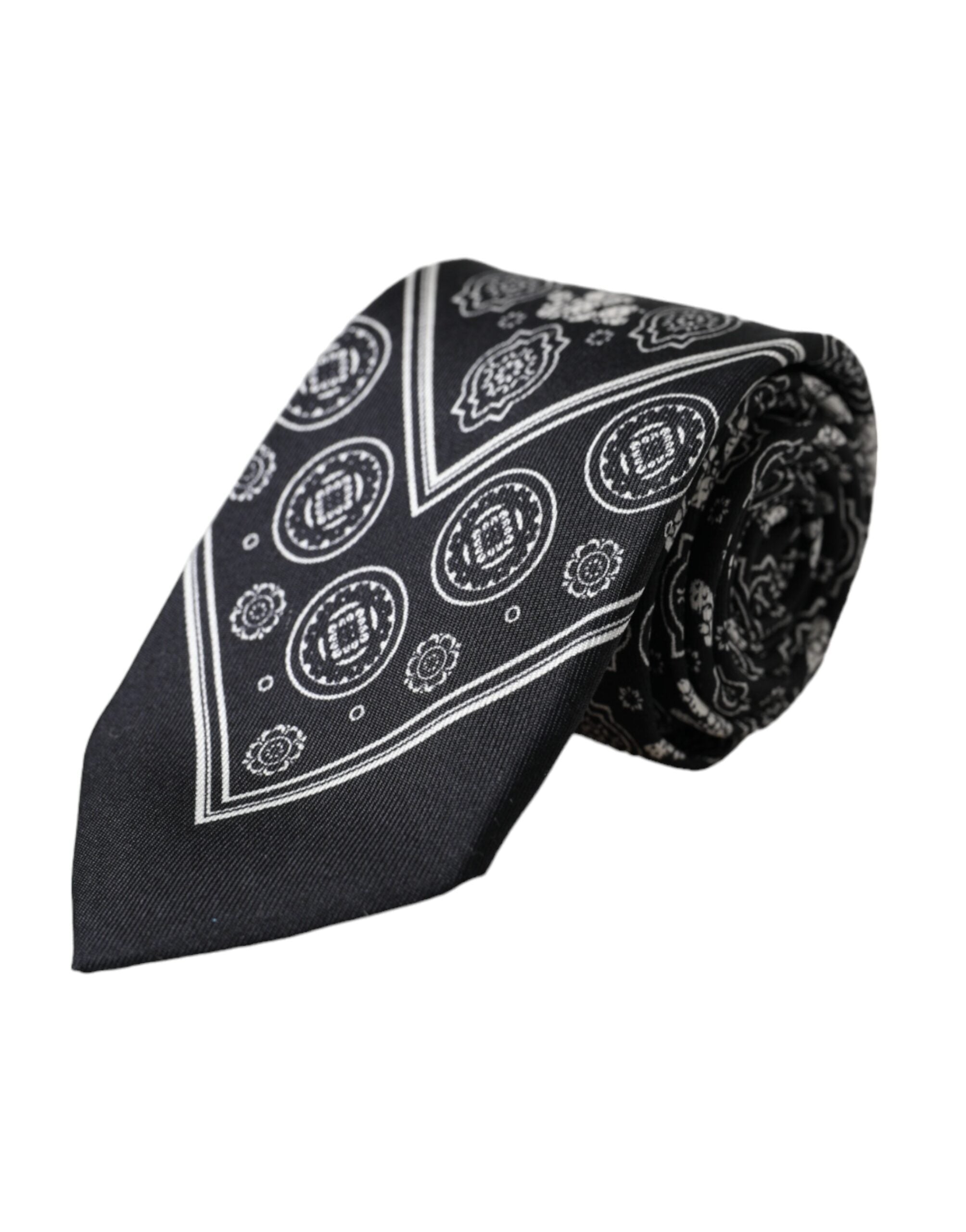 Dolce & Gabbana Dark Gray Patterned 100%Silk Adjustable Tie