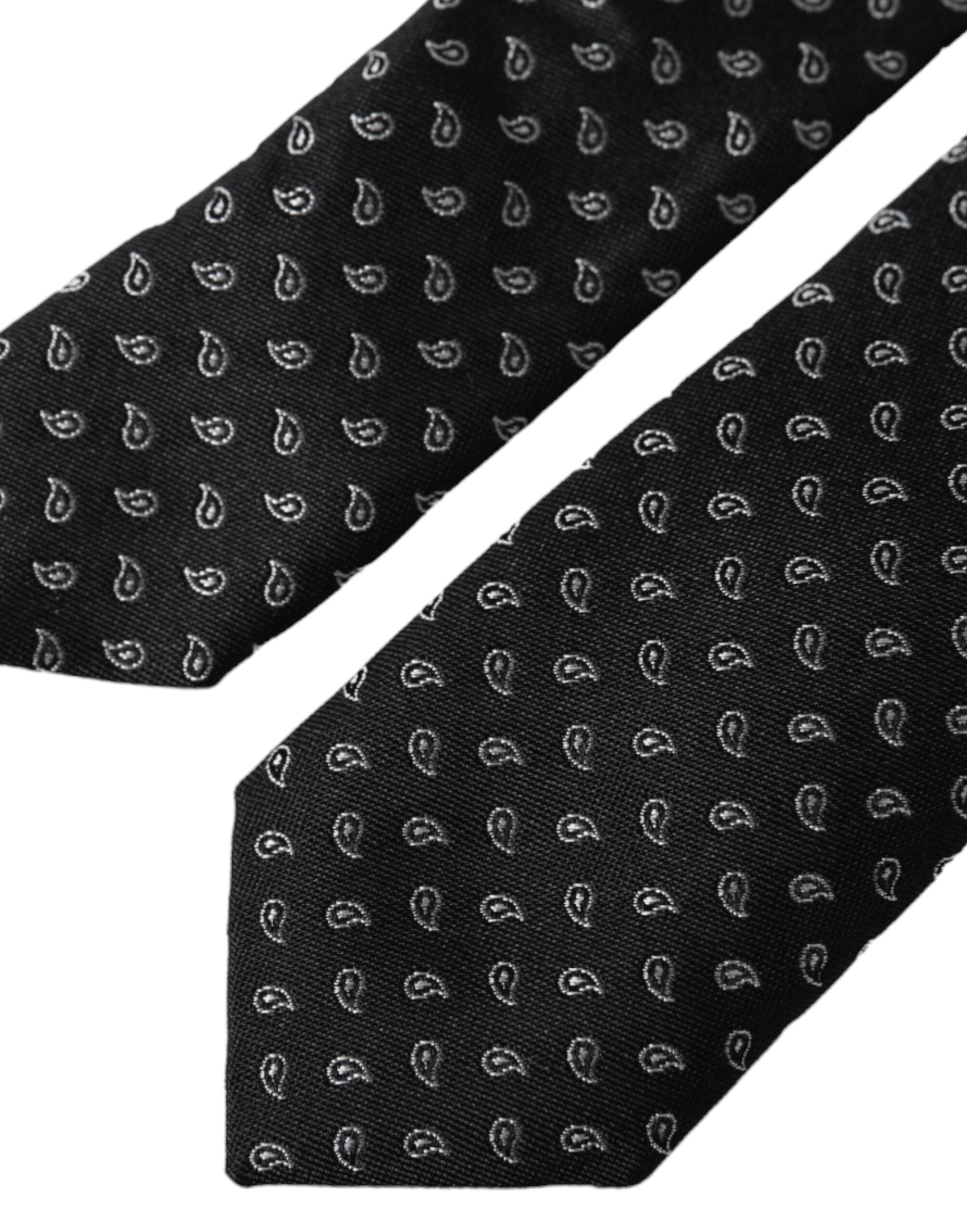 Dolce & Gabbana Dark Gray Jacquard Patterned Silk Adjustable Men Tie