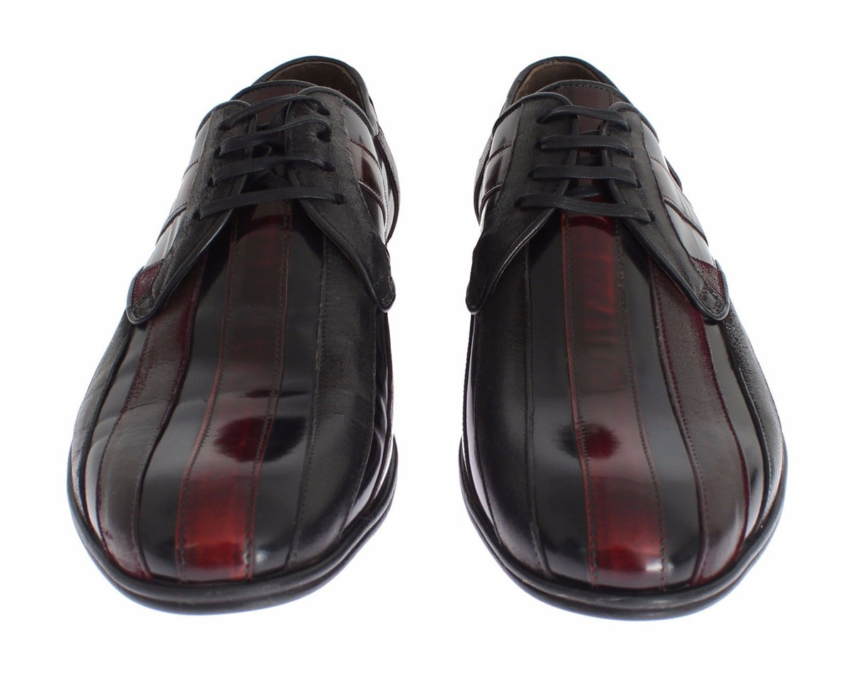 New Dolce & Gabbana Black Burgundy Leather Dress Formal Shoes