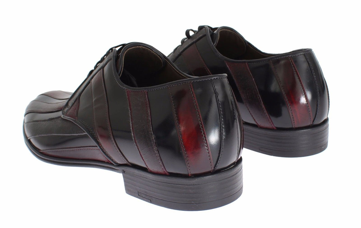 New Dolce & Gabbana Black Burgundy Leather Dress Formal Shoes