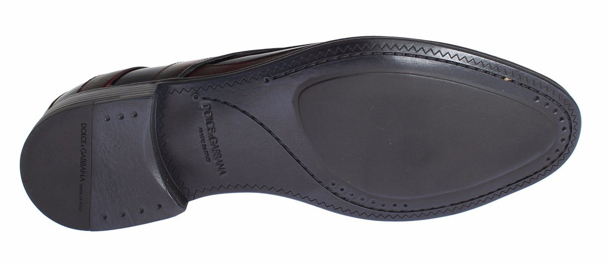 New Dolce & Gabbana Black Burgundy Leather Dress Formal Shoes