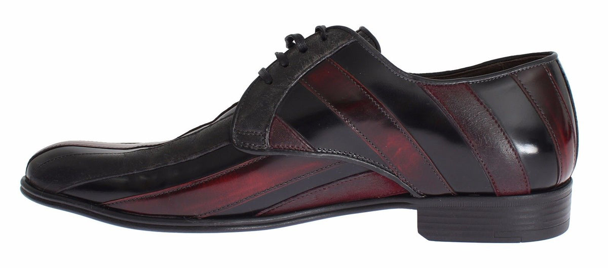 New Dolce & Gabbana Black Burgundy Leather Dress Formal Shoes
