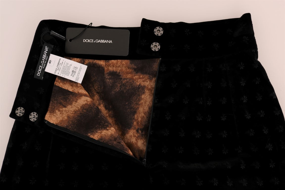 Dolce & Gabbana Dark Green Baroque Velvet Pencil Skirt - PreLoved & Luxe
