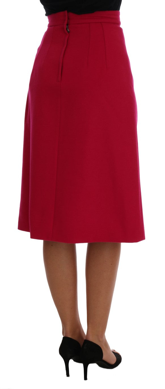 Dolce & Gabbana Pink Wool Knee Long A-Line Skirt - PreLoved & Luxe