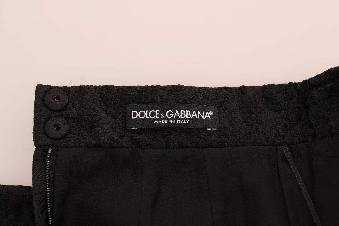 Dolce & Gabbana Black Floral Jacquard Silk A-Line Skirt - PreLoved & Luxe