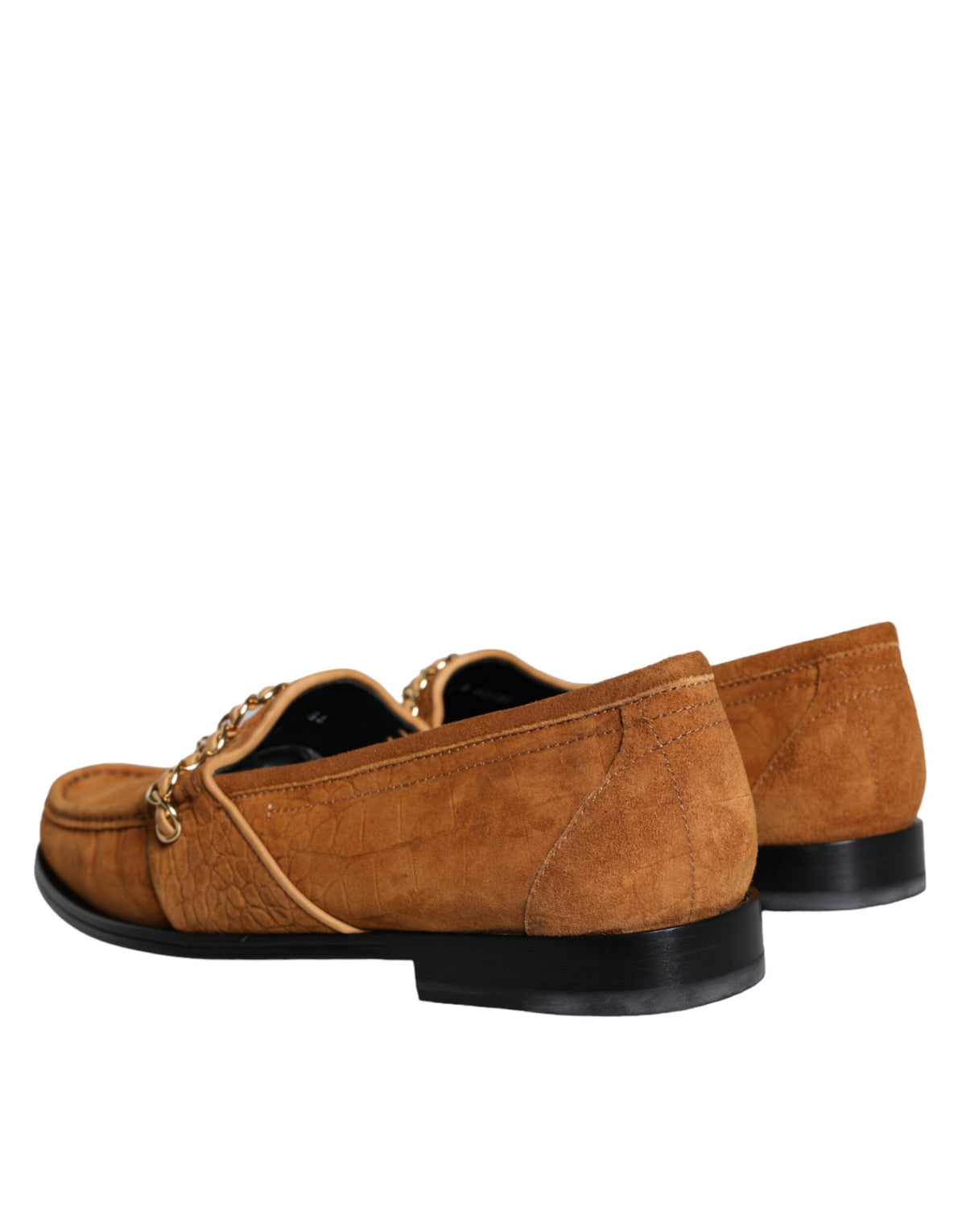 New Dolce & Gabbana Brown Velvet Leather Logo Mocassin Slip On Shoes