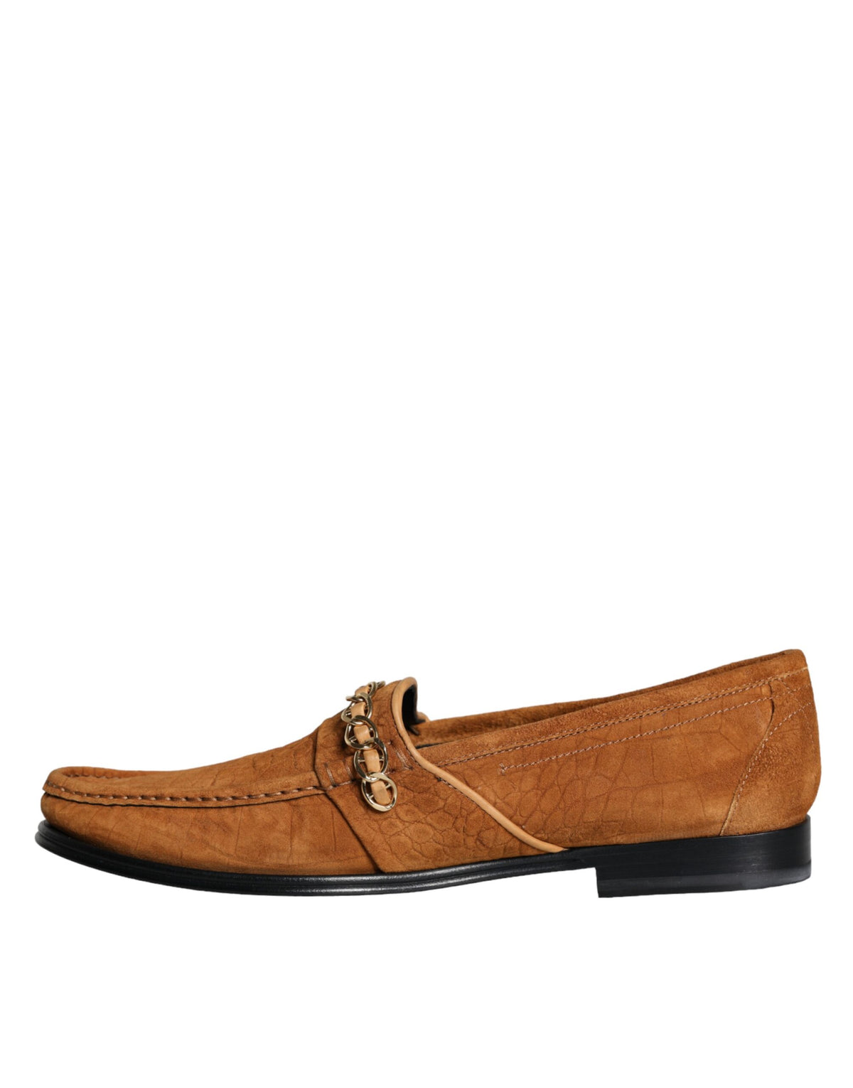 New Dolce & Gabbana Brown Velvet Leather Logo Mocassin Slip On Shoes