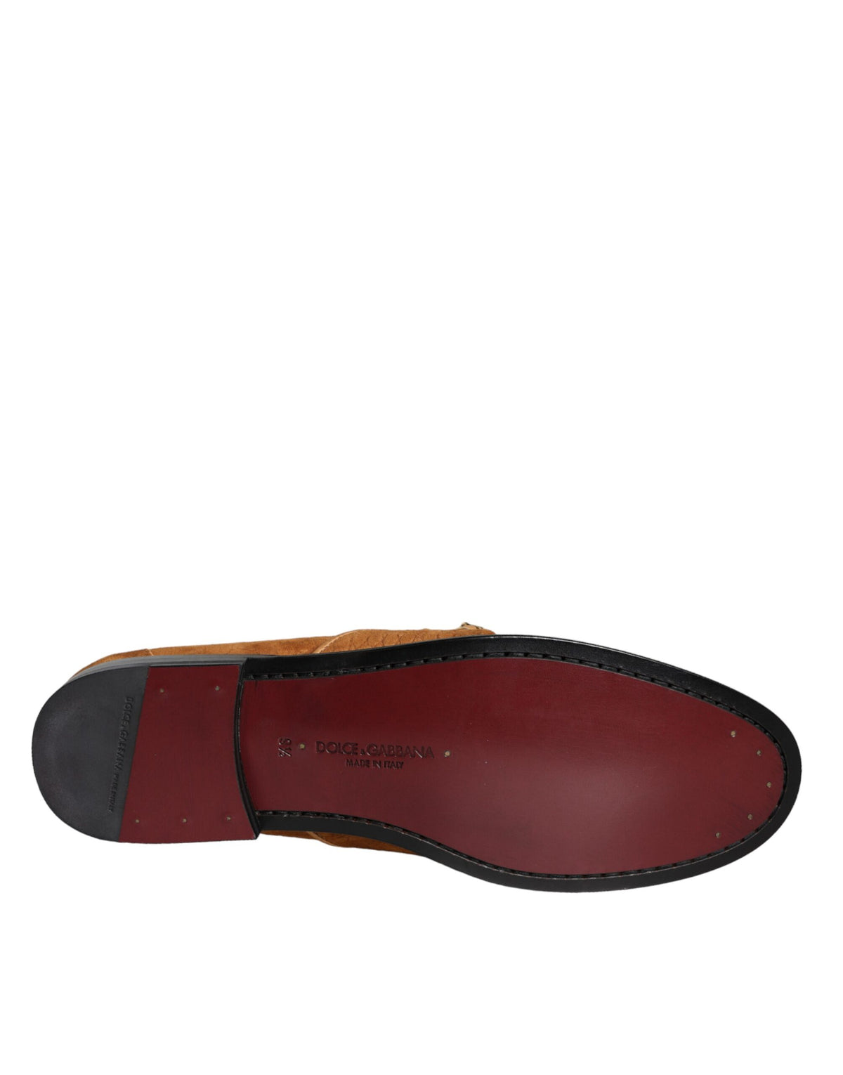 New Dolce & Gabbana Brown Velvet Leather Logo Mocassin Slip On Shoes