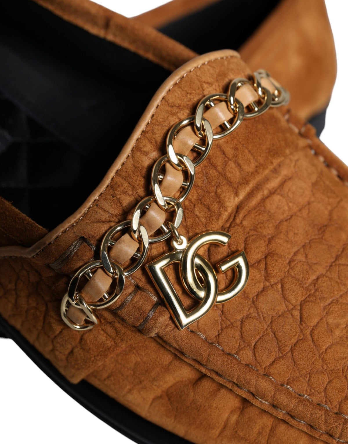 New Dolce & Gabbana Brown Velvet Leather Logo Mocassin Slip On Shoes