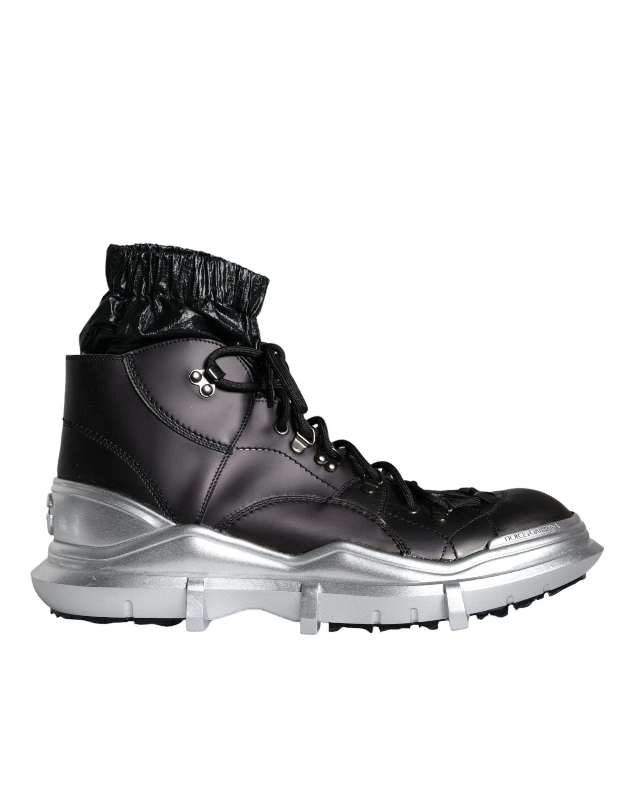 New Dolce & Gabbana Black Nylon Galileo High Top Sneakers Shoes