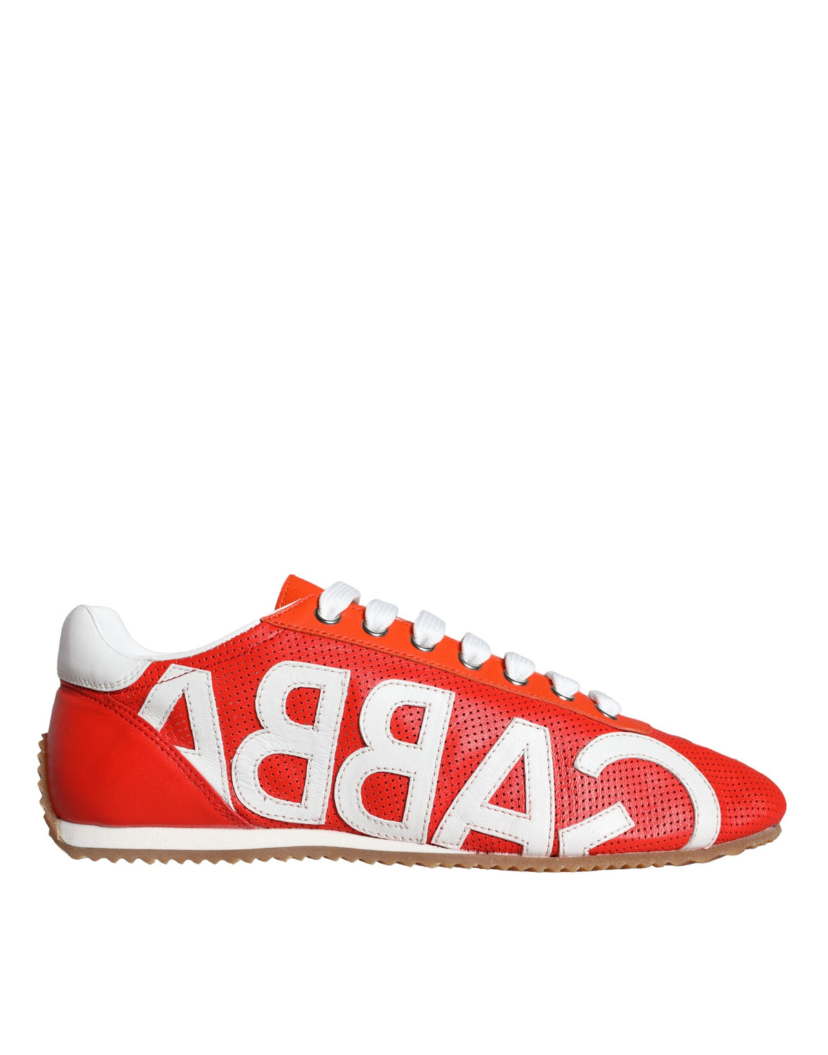 New Dolce & Gabbana Red White Leather Logo Casual Sneakers Shoes