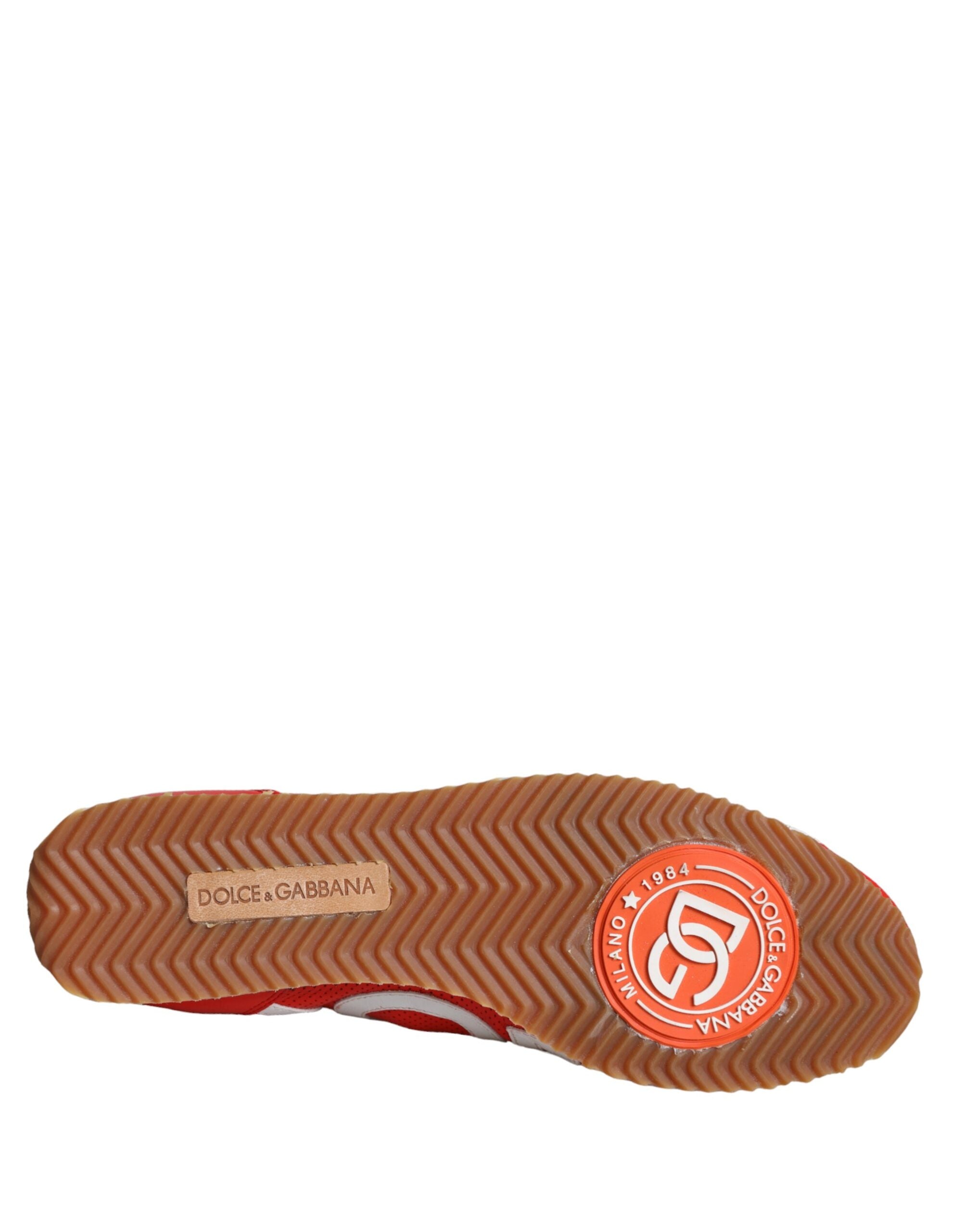 New Dolce & Gabbana Red White Leather Logo Casual Sneakers Shoes