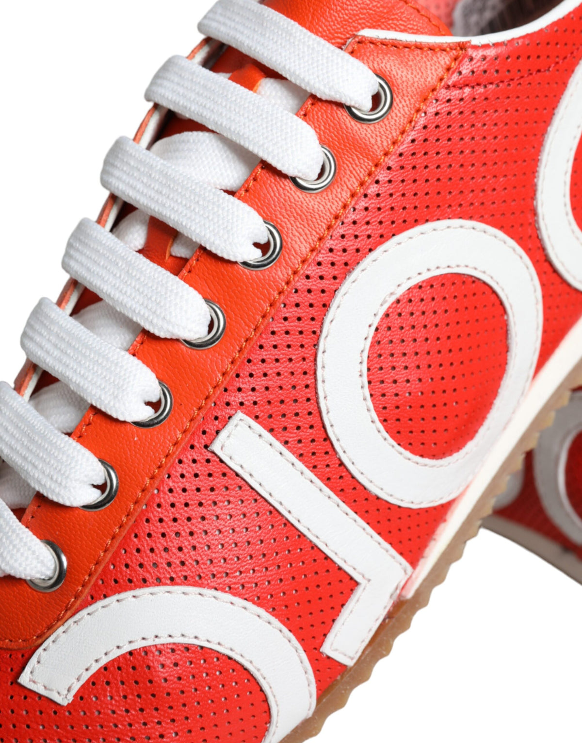 New Dolce & Gabbana Red White Leather Logo Casual Sneakers Shoes