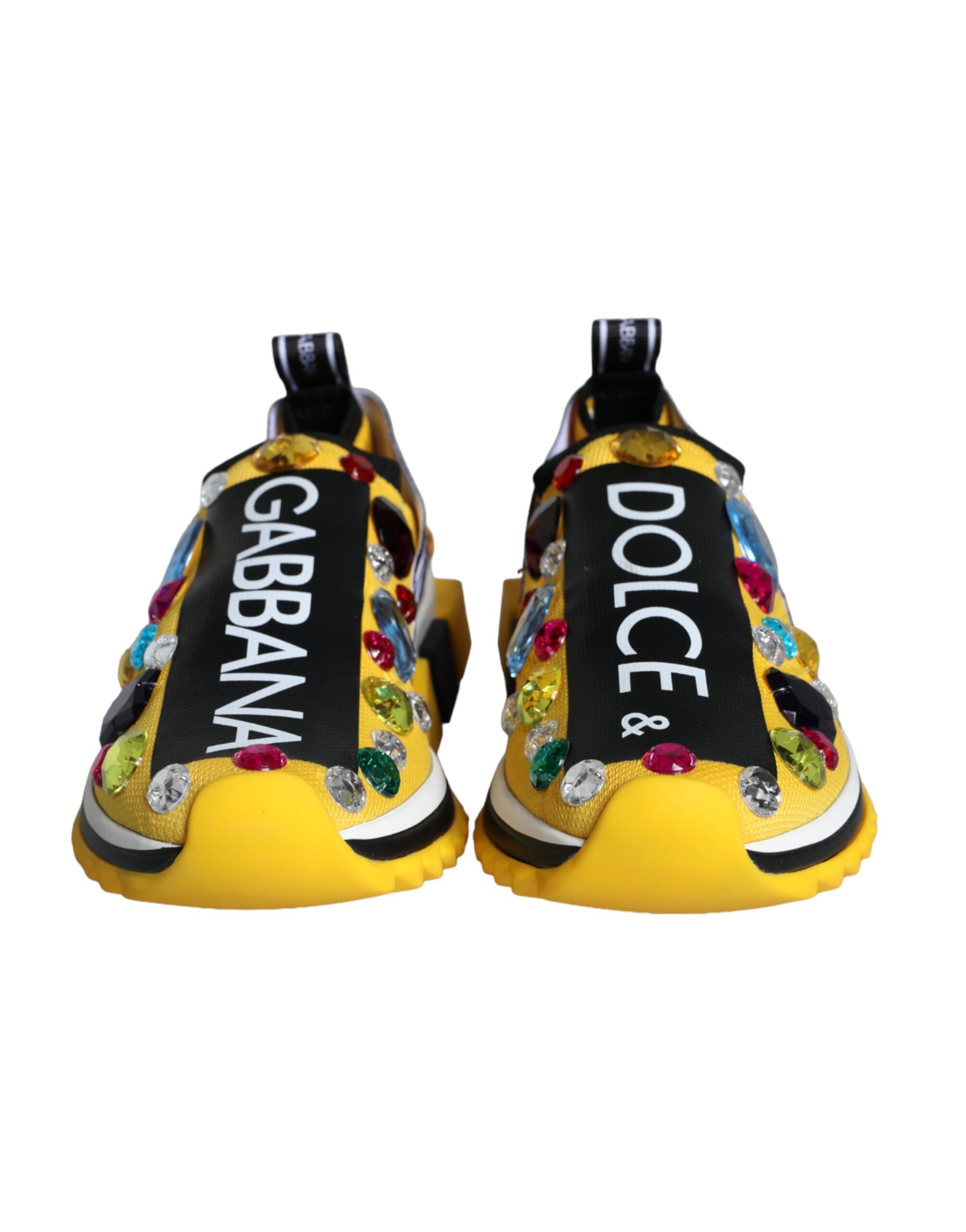 New Dolce & Gabbana Yellow Sorrento Crystals Sneakers Womens Shoes
