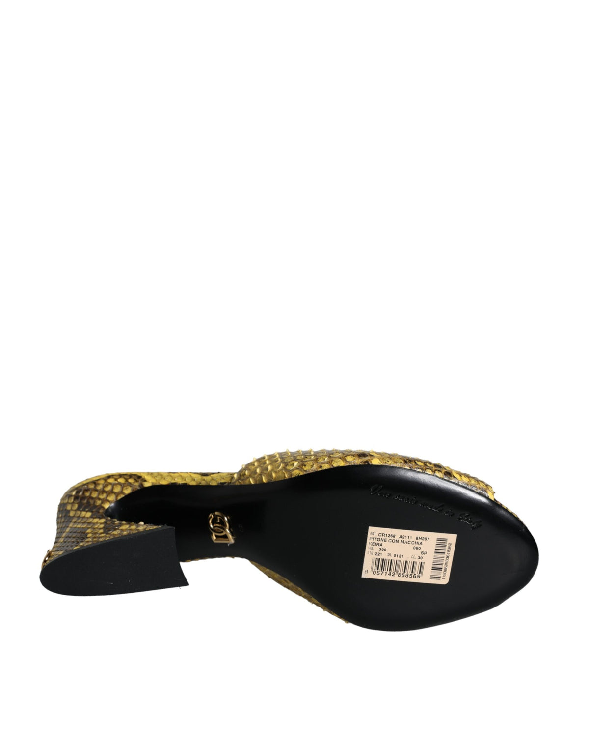New Dolce & Gabbana Yellow Leather Block Heels Slides Shoes