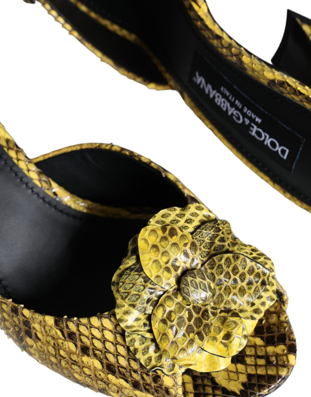 New Dolce & Gabbana Yellow Leather Block Heels Slides Shoes