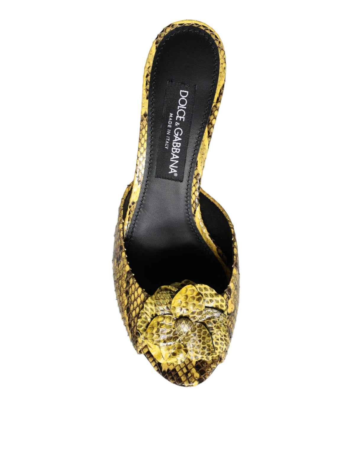 New Dolce & Gabbana Yellow Leather Block Heels Slides Shoes