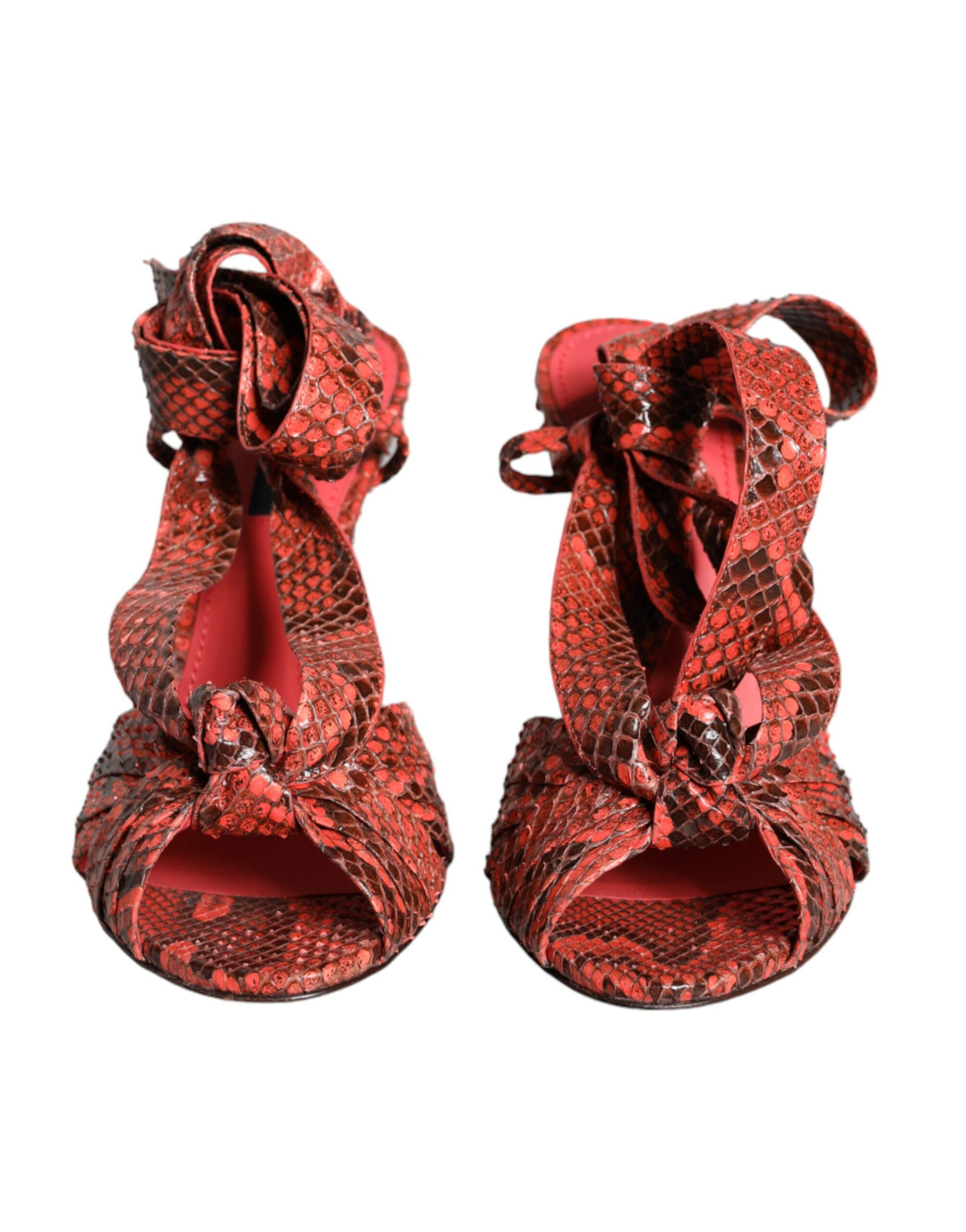 New Dolce & Gabbana Coral Exotic Leather Heels Sandals Shoes