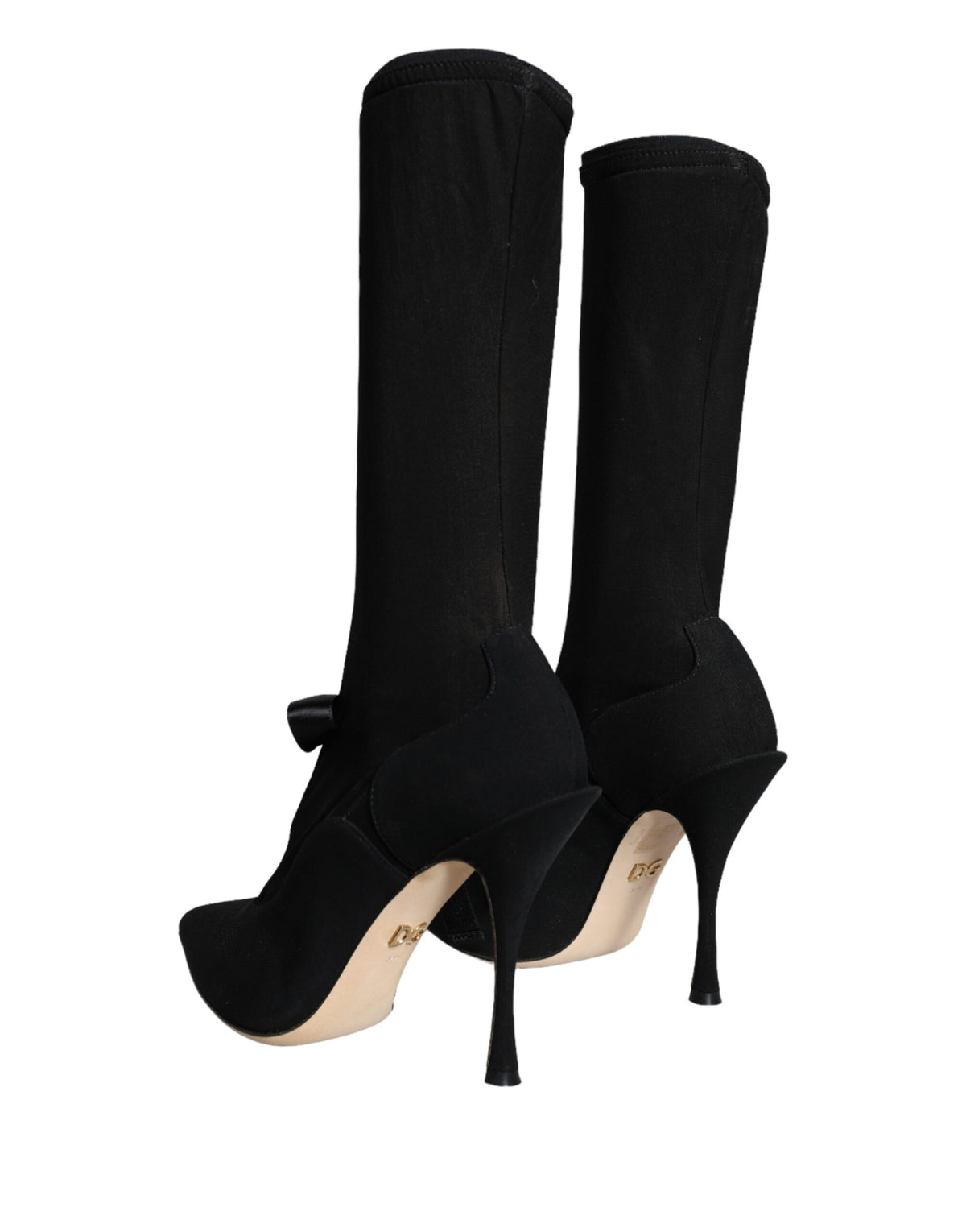 New Dolce & Gabbana Black Stiletto Heels Mid Calf Boots Shoes