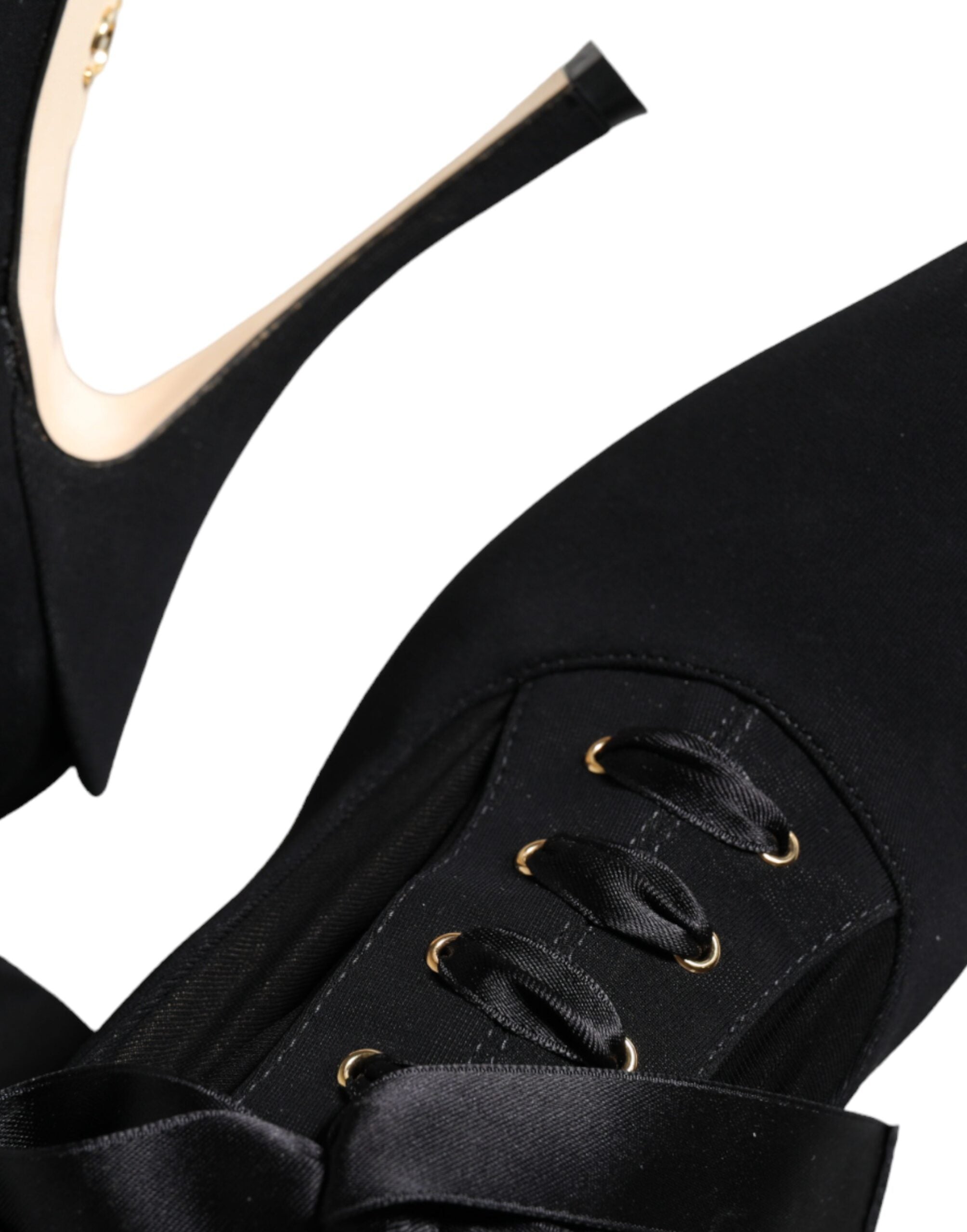 New Dolce & Gabbana Black Stiletto Heels Mid Calf Boots Shoes