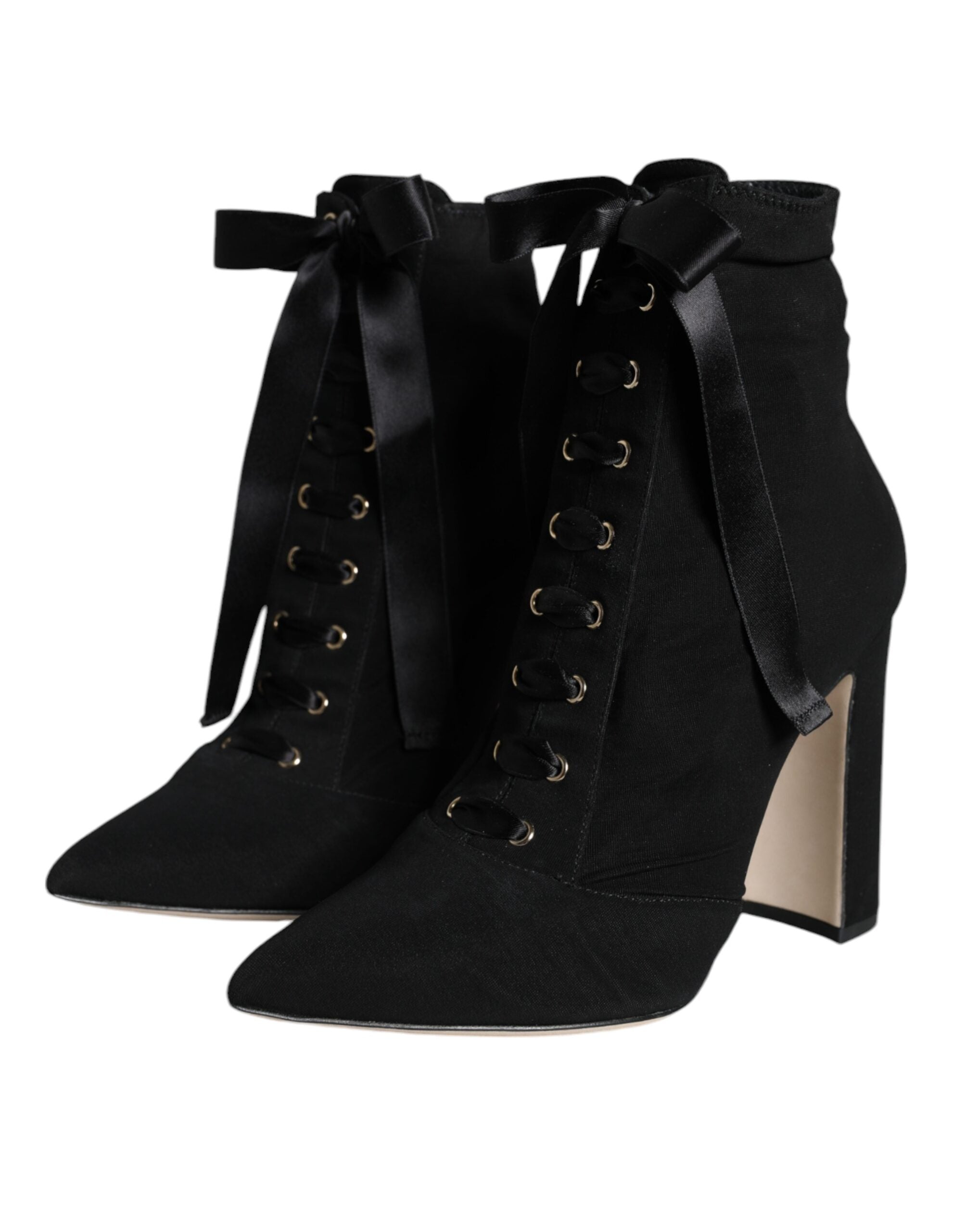 New Dolce & Gabbana Black Jersey Stretch Ankle Booties Shoes