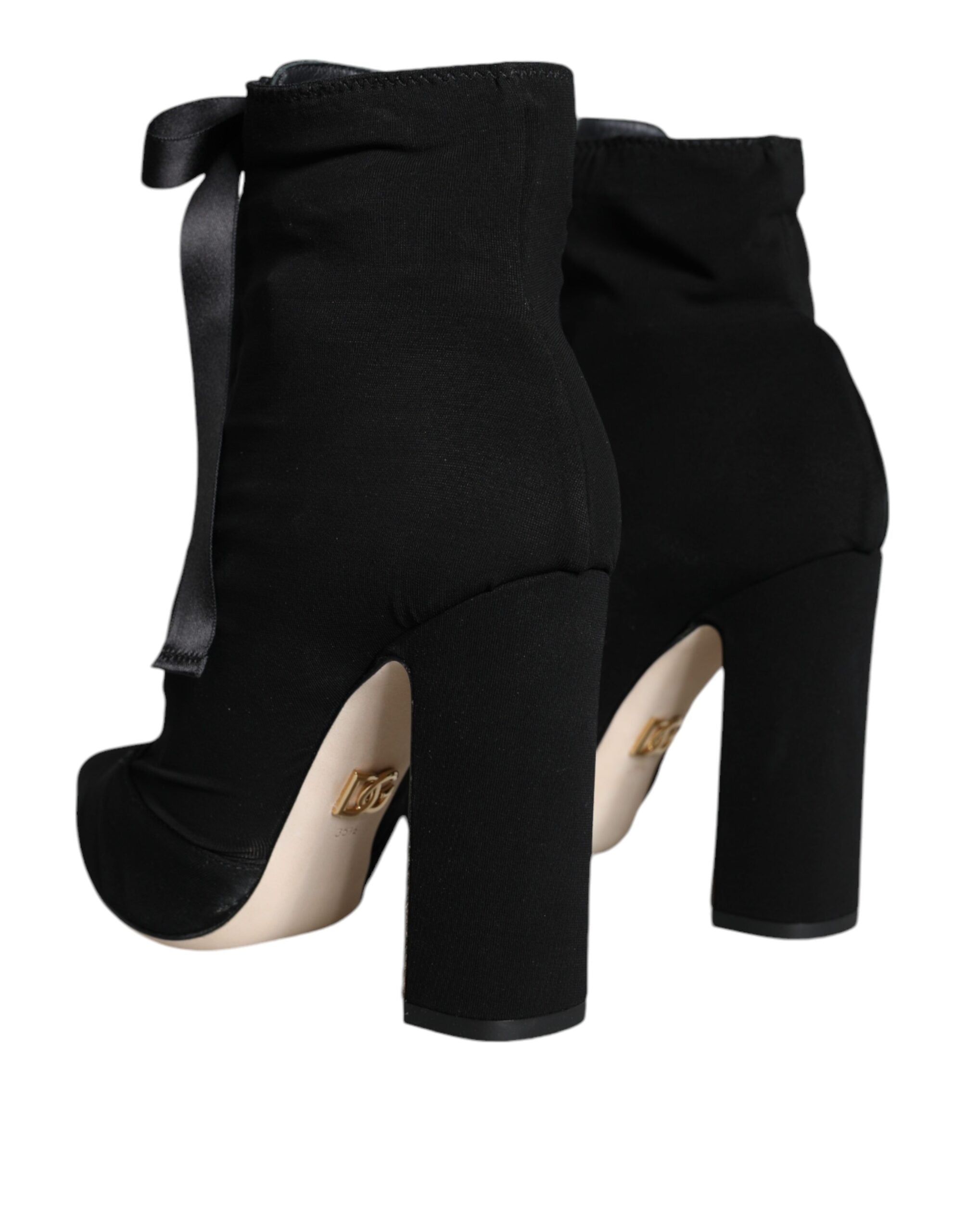 New Dolce & Gabbana Black Jersey Stretch Ankle Booties Shoes