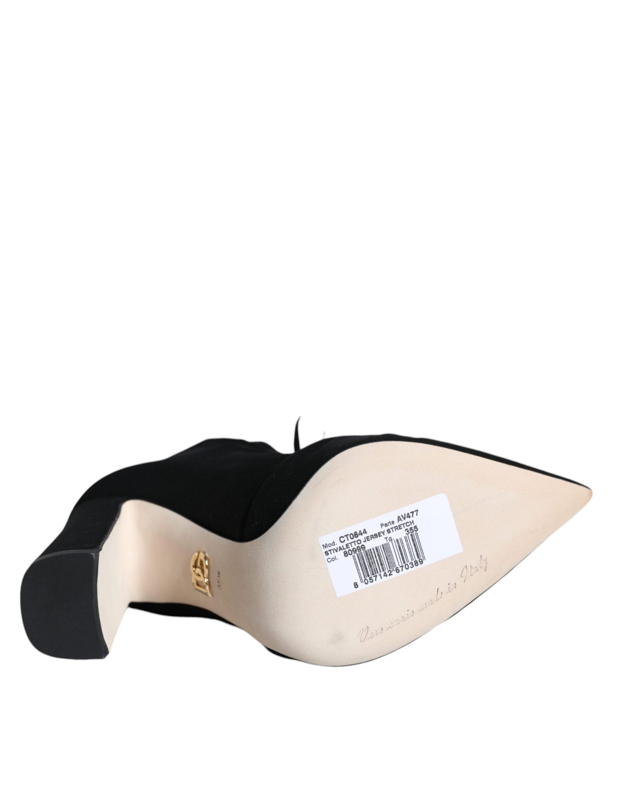 New Dolce & Gabbana Black Jersey Stretch Ankle Booties Shoes