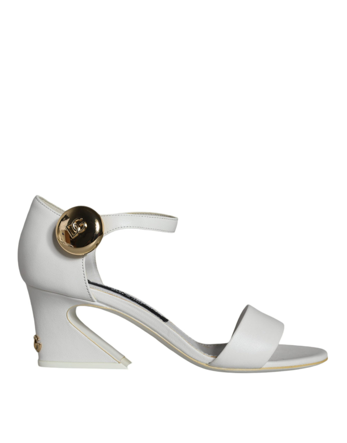 New Dolce & Gabbana White Leather Heels Keira Sandals Shoes